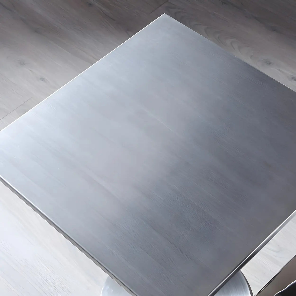 Industrial Square Stainless Steel Silver Dining Table Image - 6
