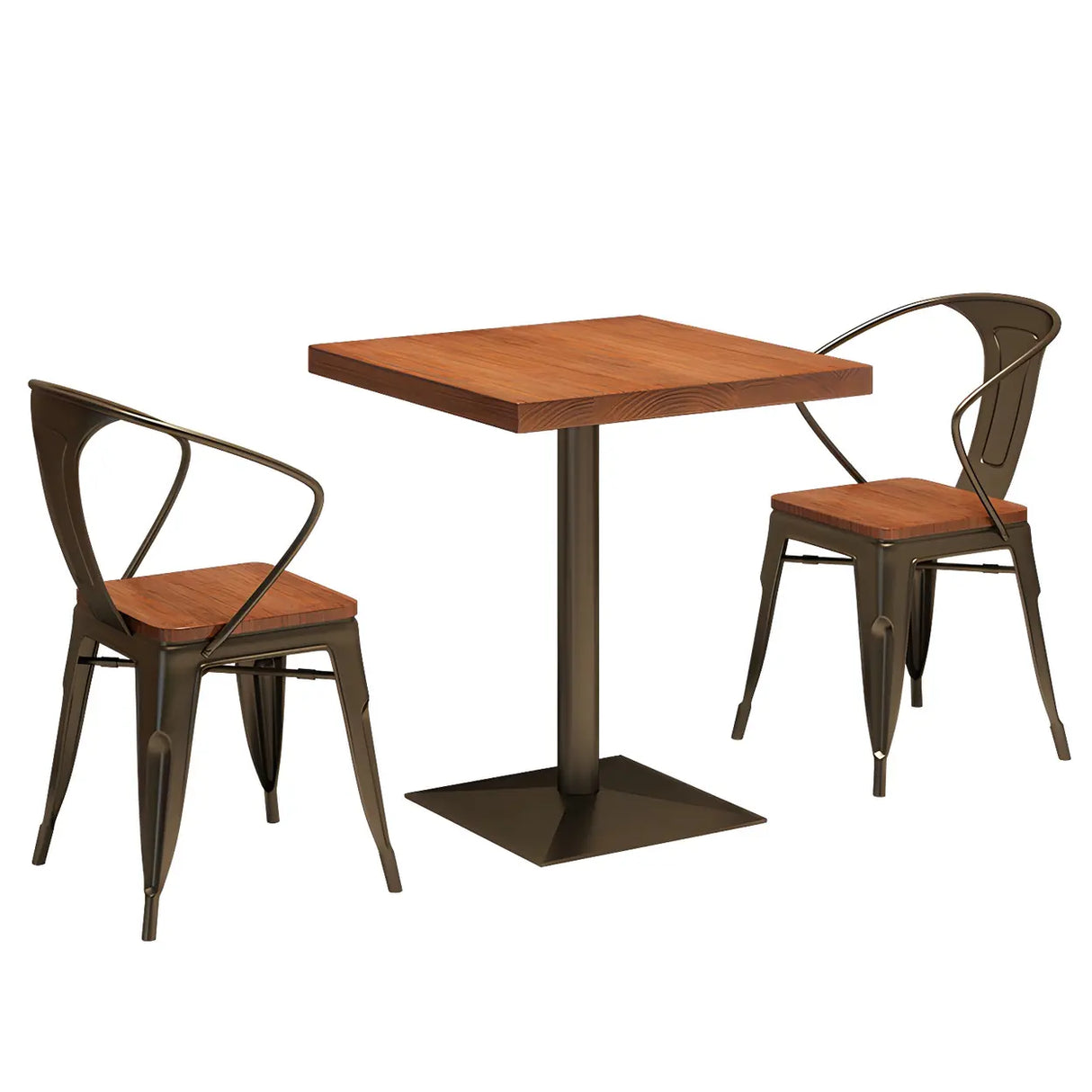 Industrial Square Wood Brown Scratch Resistant Dining Table Image - 12