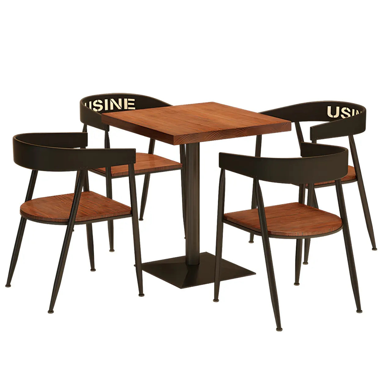 Industrial Square Wood Brown Scratch Resistant Dining Table Image - 13