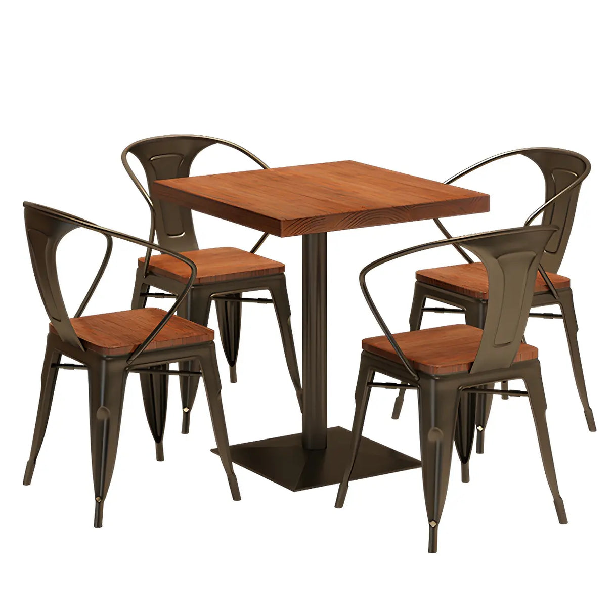 Industrial Square Wood Brown Scratch Resistant Dining Table Image - 14