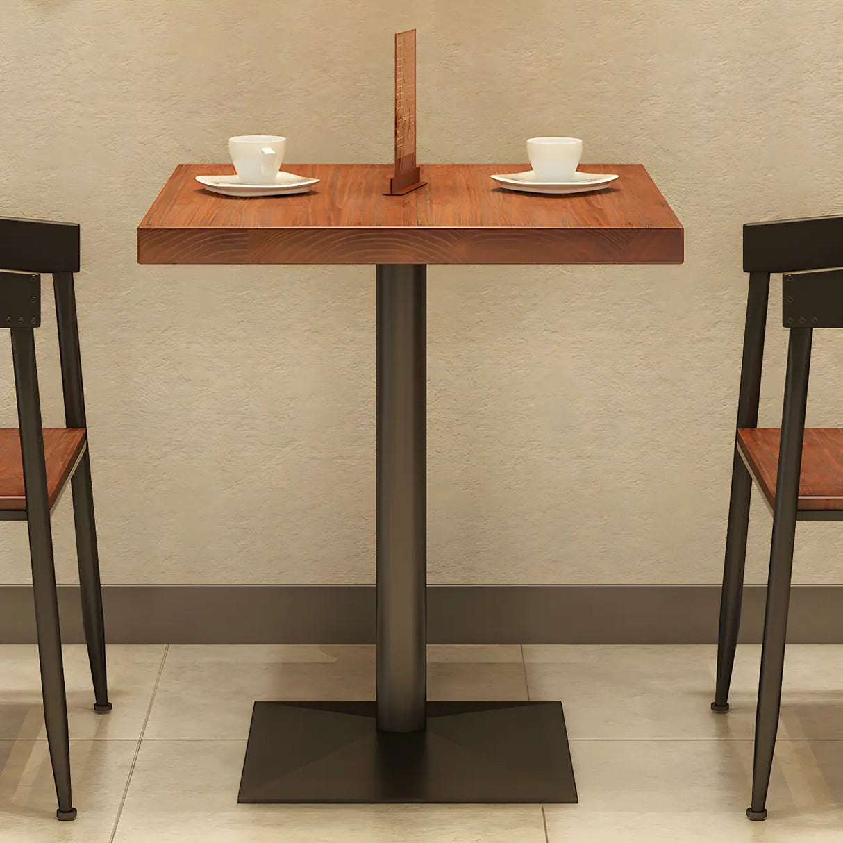 Industrial Square Wood Brown Scratch Resistant Dining Table Image - 4