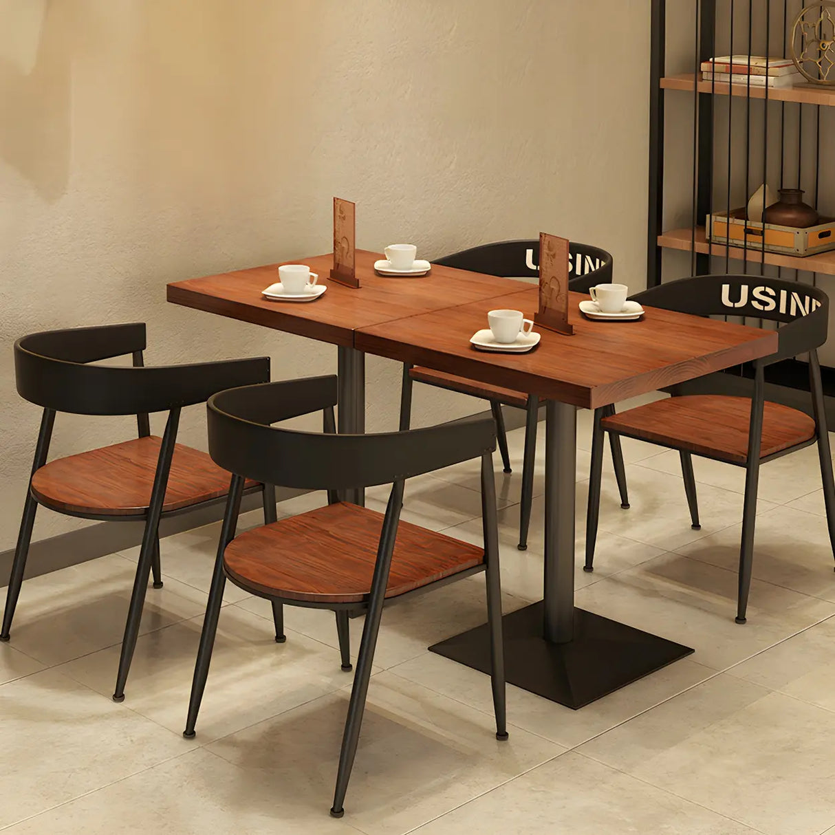 Industrial Square Wood Brown Scratch Resistant Dining Table Image - 8