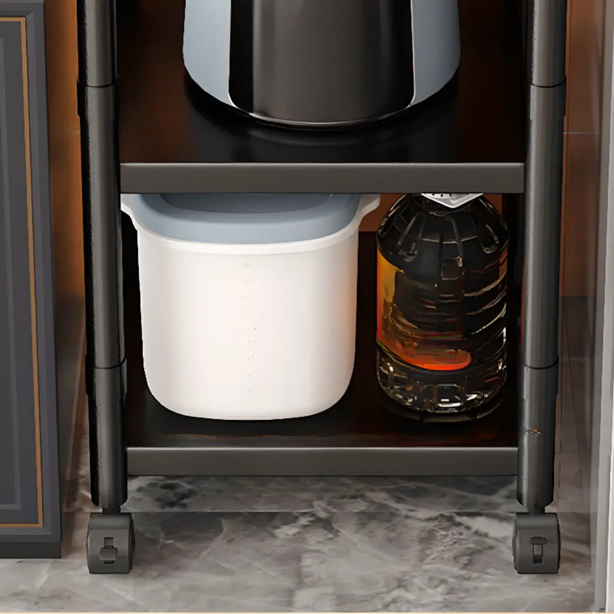 Industrial Stainless Steel Black Kitchen Display Cabinet Image - 11