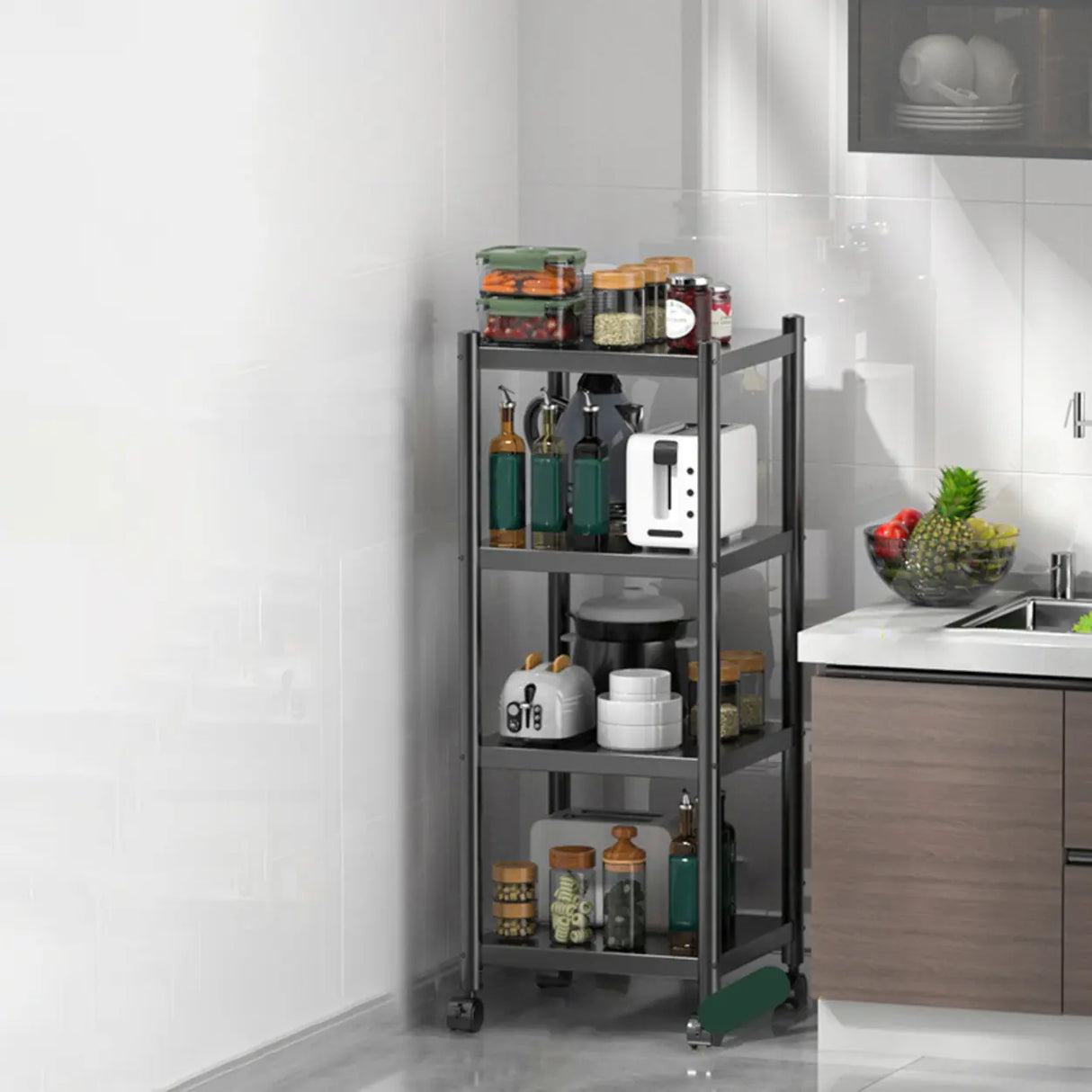 Industrial Stainless Steel Black Kitchen Display Cabinet Image - 36