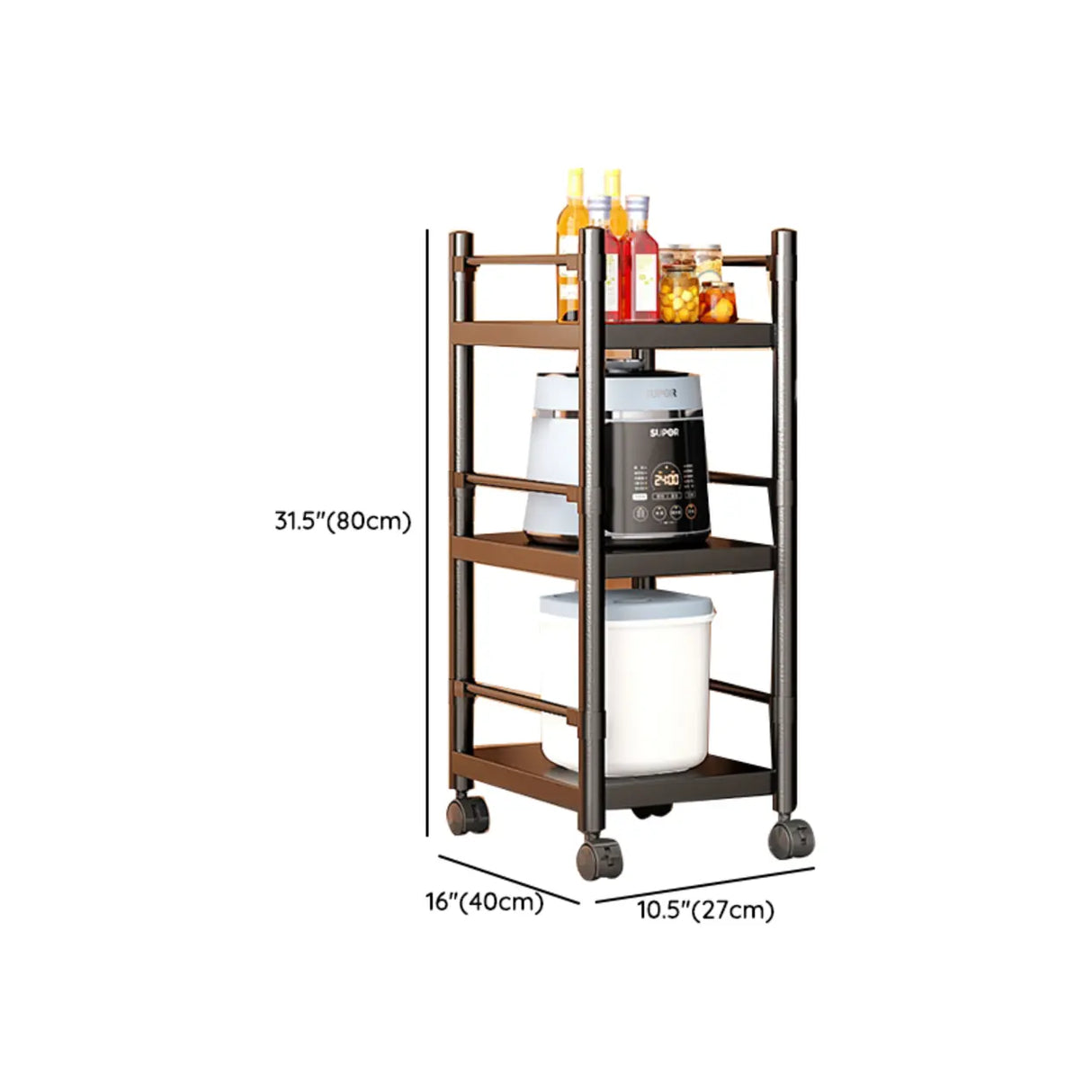 Industrial Stainless Steel Black Kitchen Display Cabinet