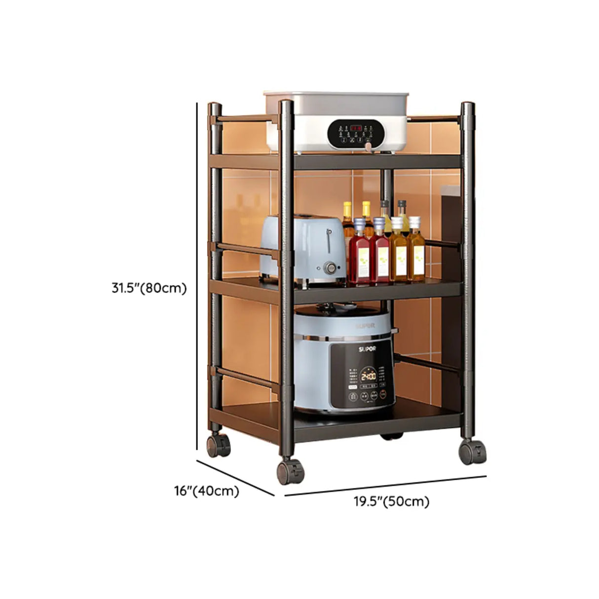 Industrial Stainless Steel Black Kitchen Display Cabinet Image - 40