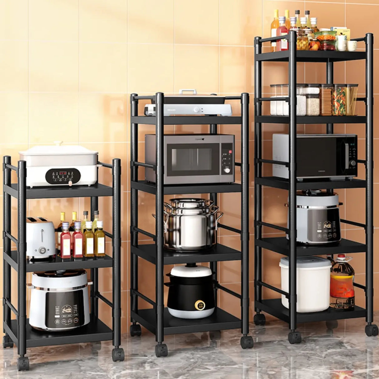 Industrial Stainless Steel Black Kitchen Display Cabinet Image - 4