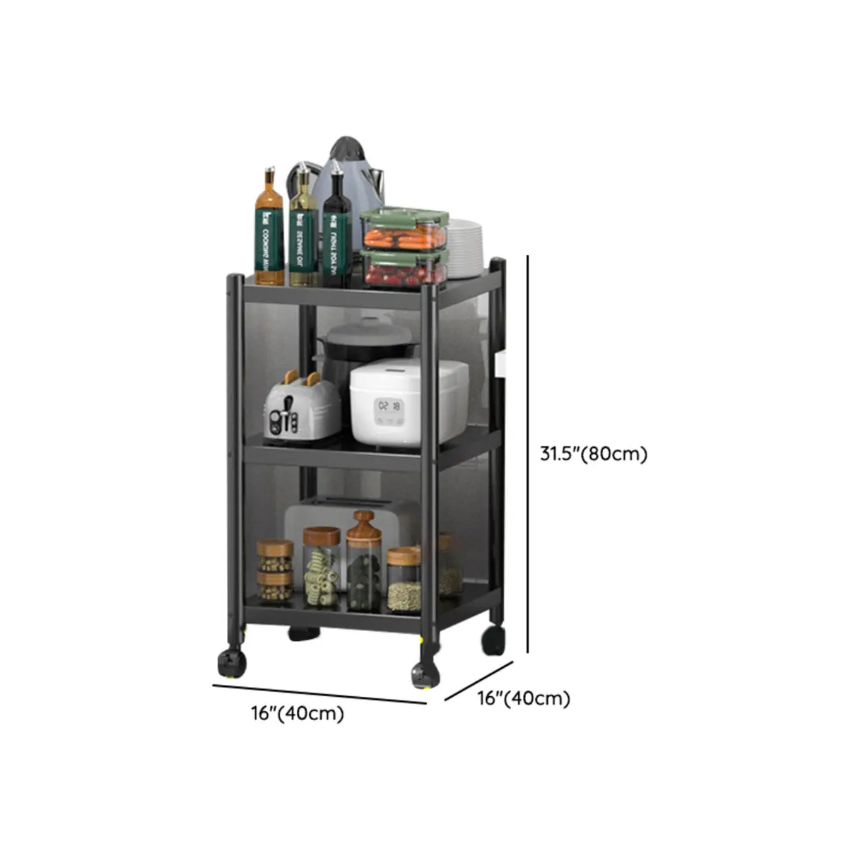 Industrial Stainless Steel Black Kitchen Display Cabinet Image - 54