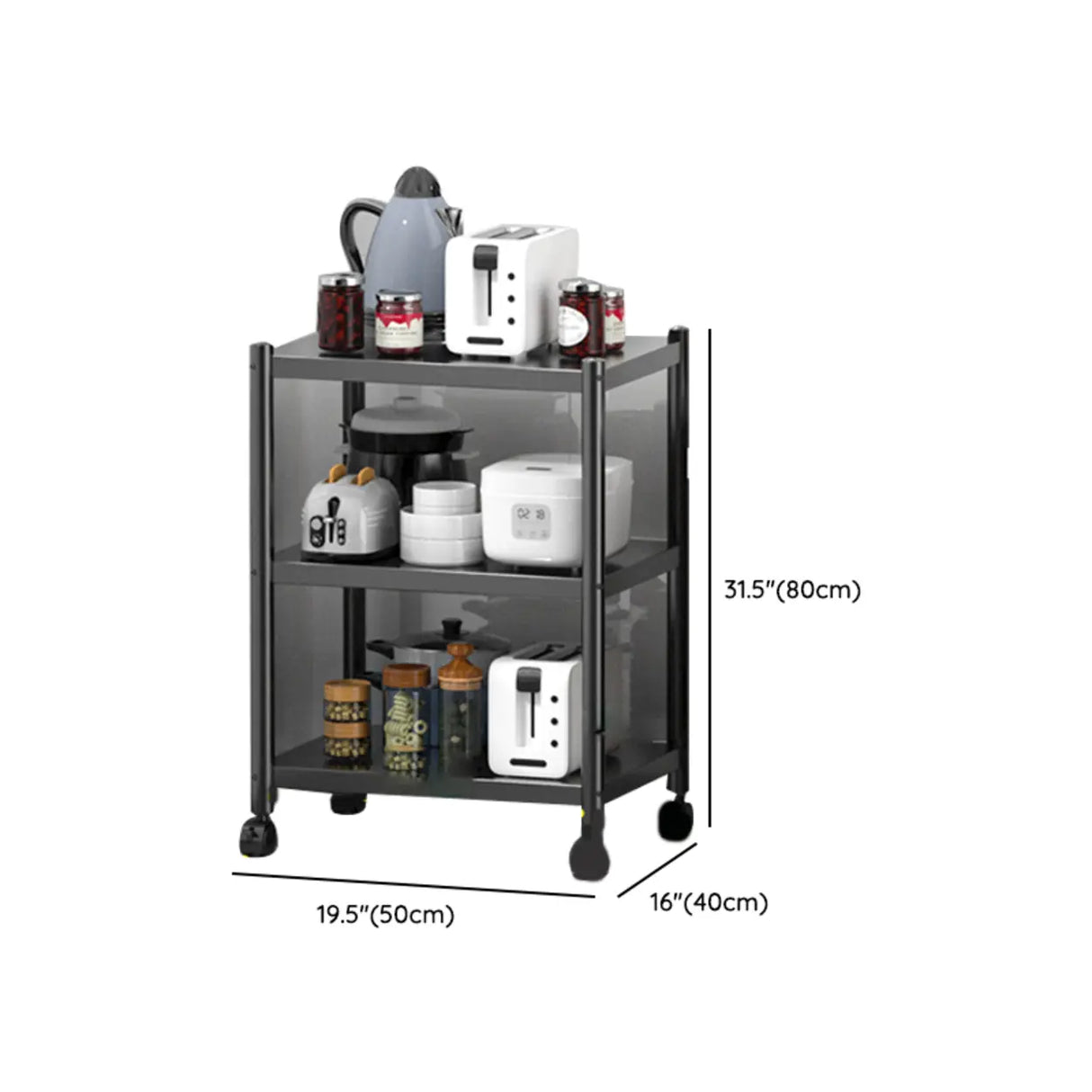 Industrial Stainless Steel Black Kitchen Display Cabinet Image - 55