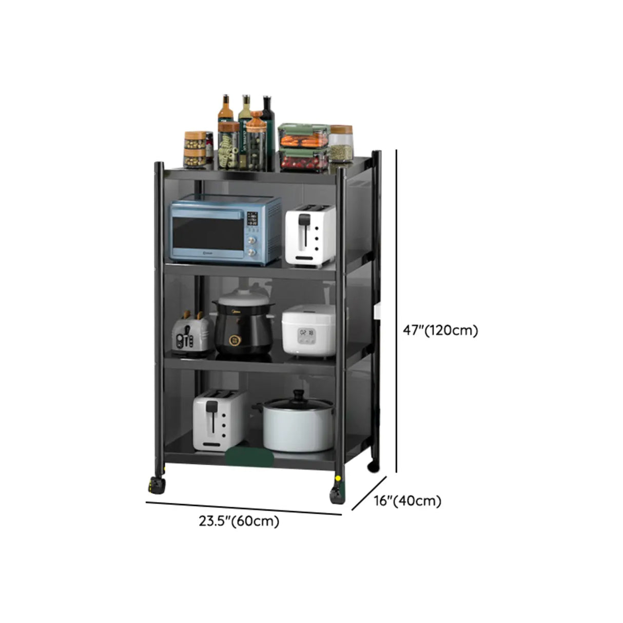 Industrial Stainless Steel Black Kitchen Display Cabinet Image - 60