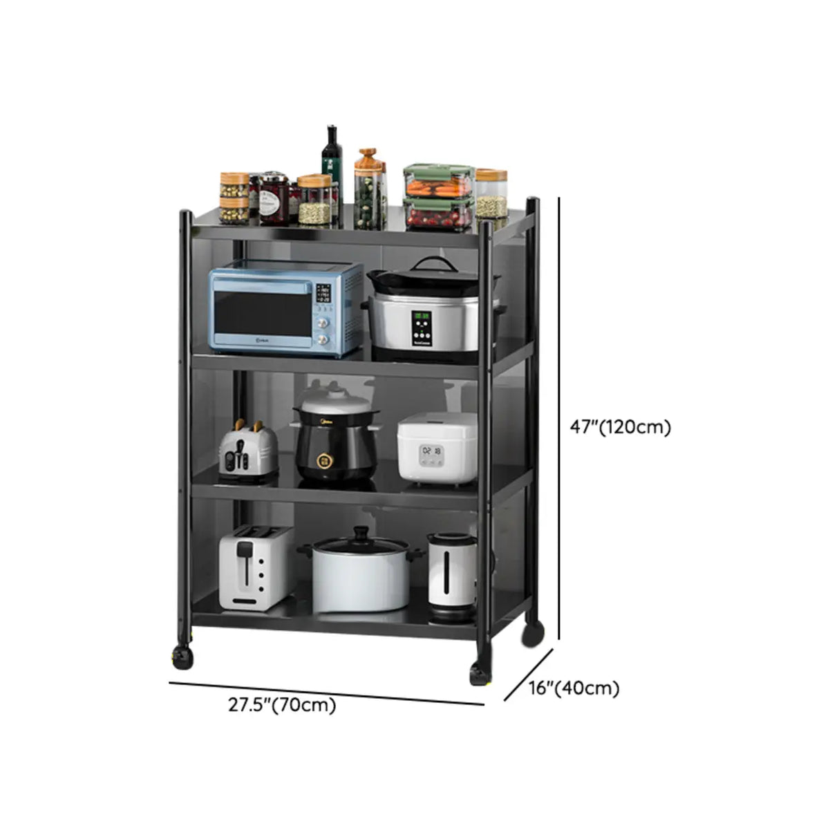 Industrial Stainless Steel Black Kitchen Display Cabinet Image - 61