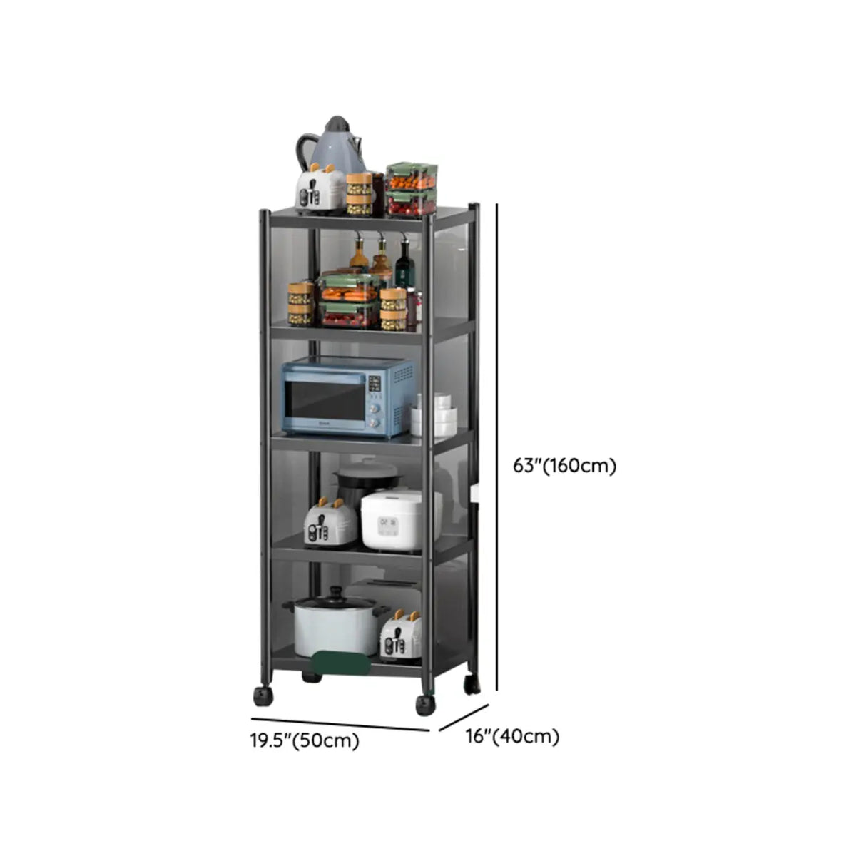 Industrial Stainless Steel Black Kitchen Display Cabinet Image - 65