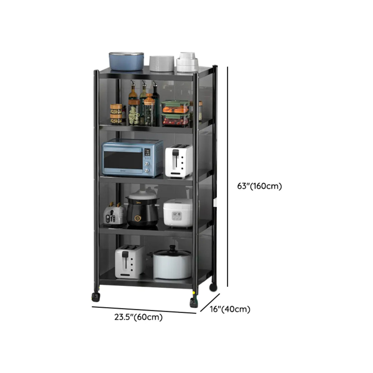 Industrial Stainless Steel Black Kitchen Display Cabinet Image - 66