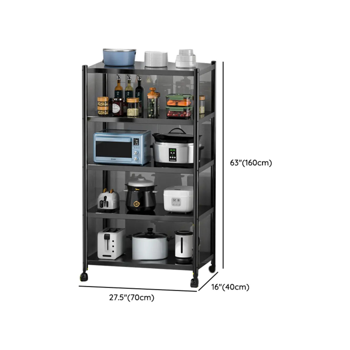 Industrial Stainless Steel Black Kitchen Display Cabinet Image - 67