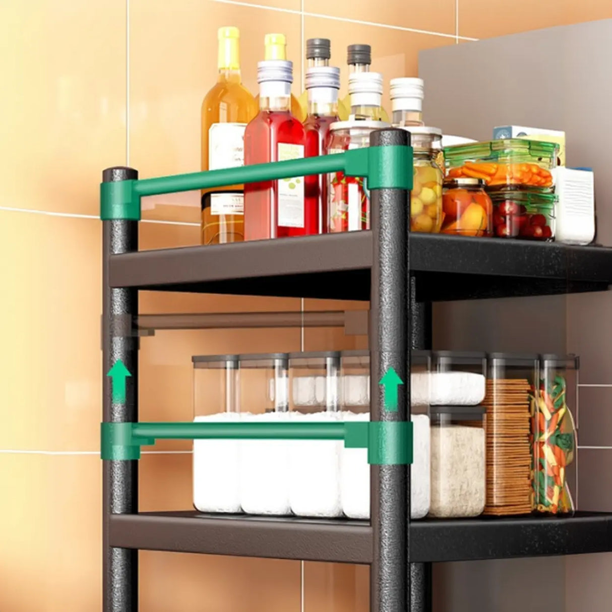 Industrial Stainless Steel Black Kitchen Display Cabinet Image - 9