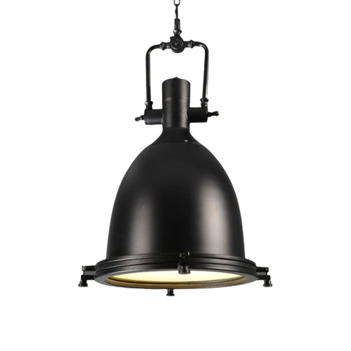 Industrial Steampunk White Glass Dome Pendant Light Image - 10