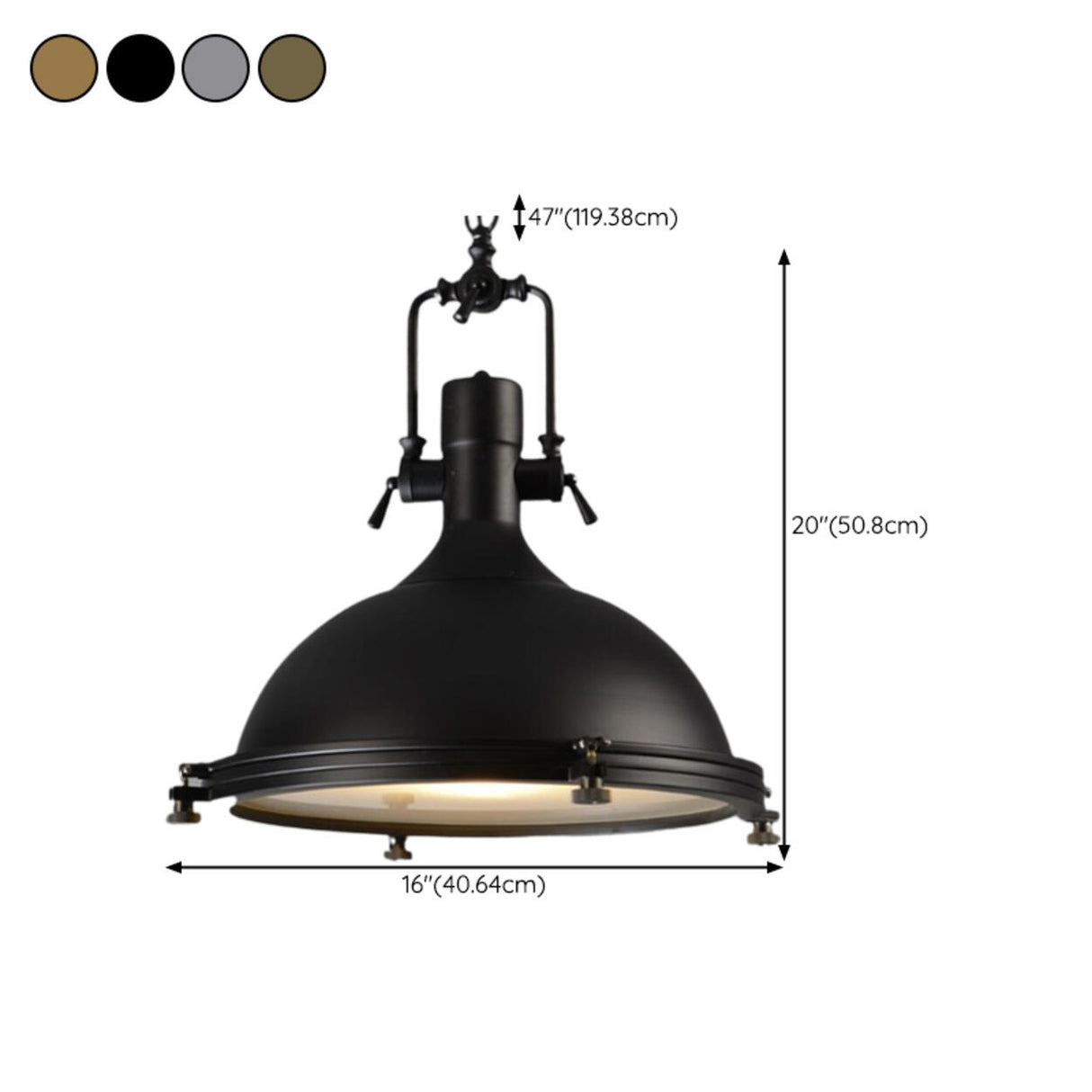 Industrial Steampunk White Glass Dome Pendant Light