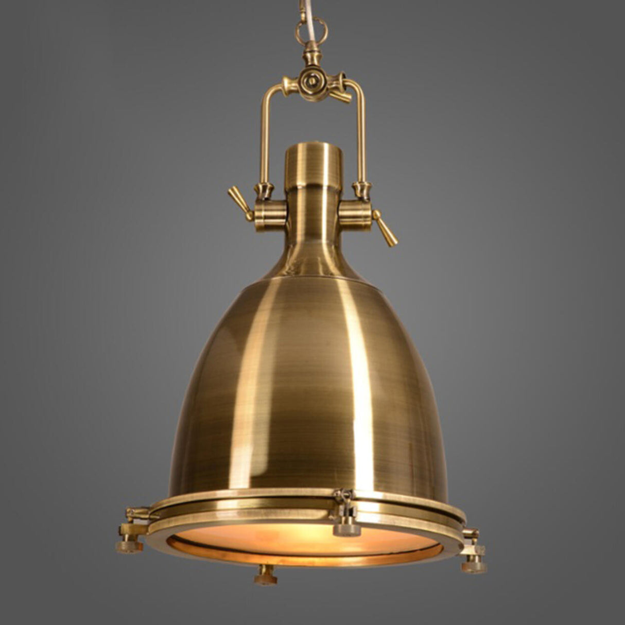 Industrial Steampunk White Glass Dome Pendant Light Image - 3