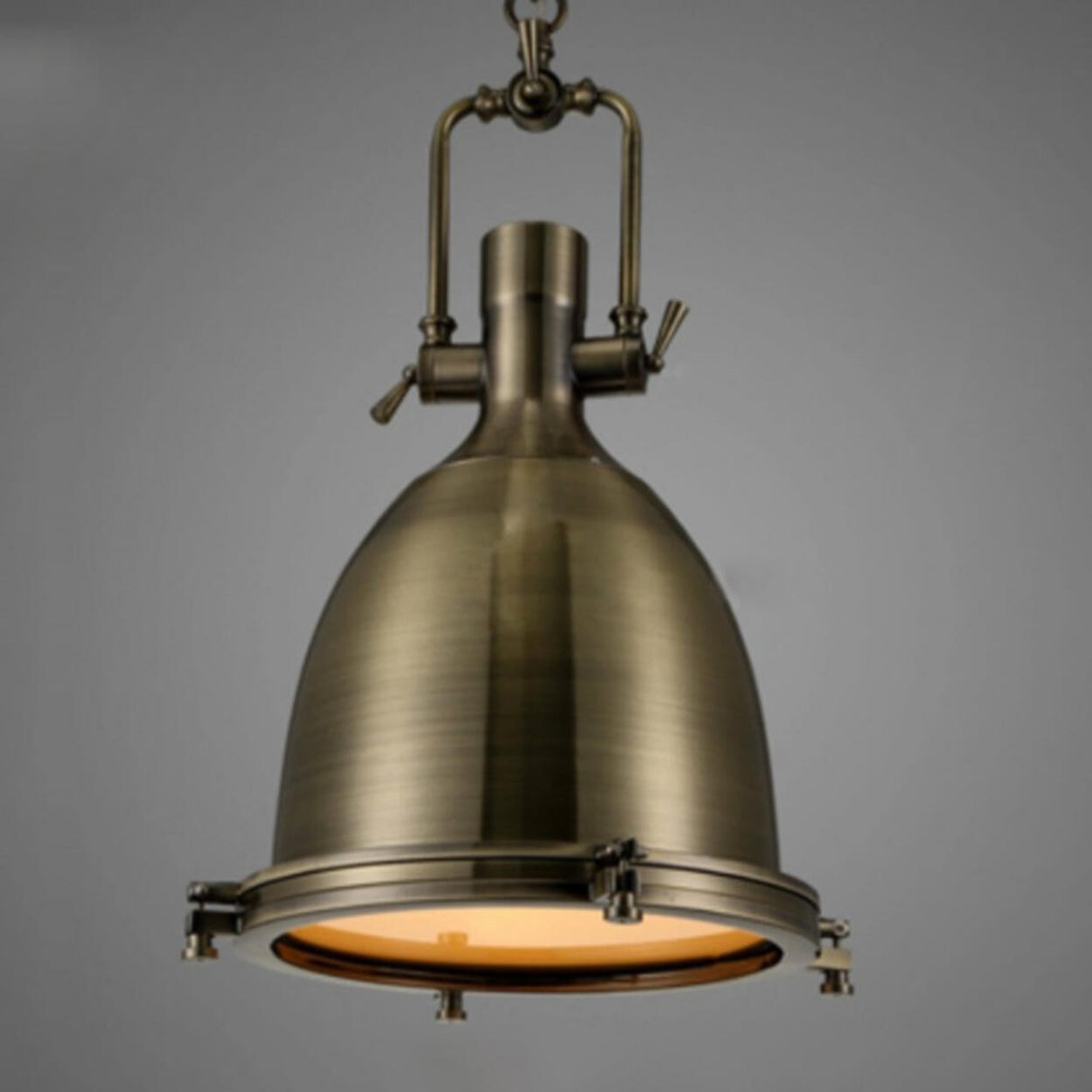 Industrial Steampunk White Glass Dome Pendant Light Image - 6