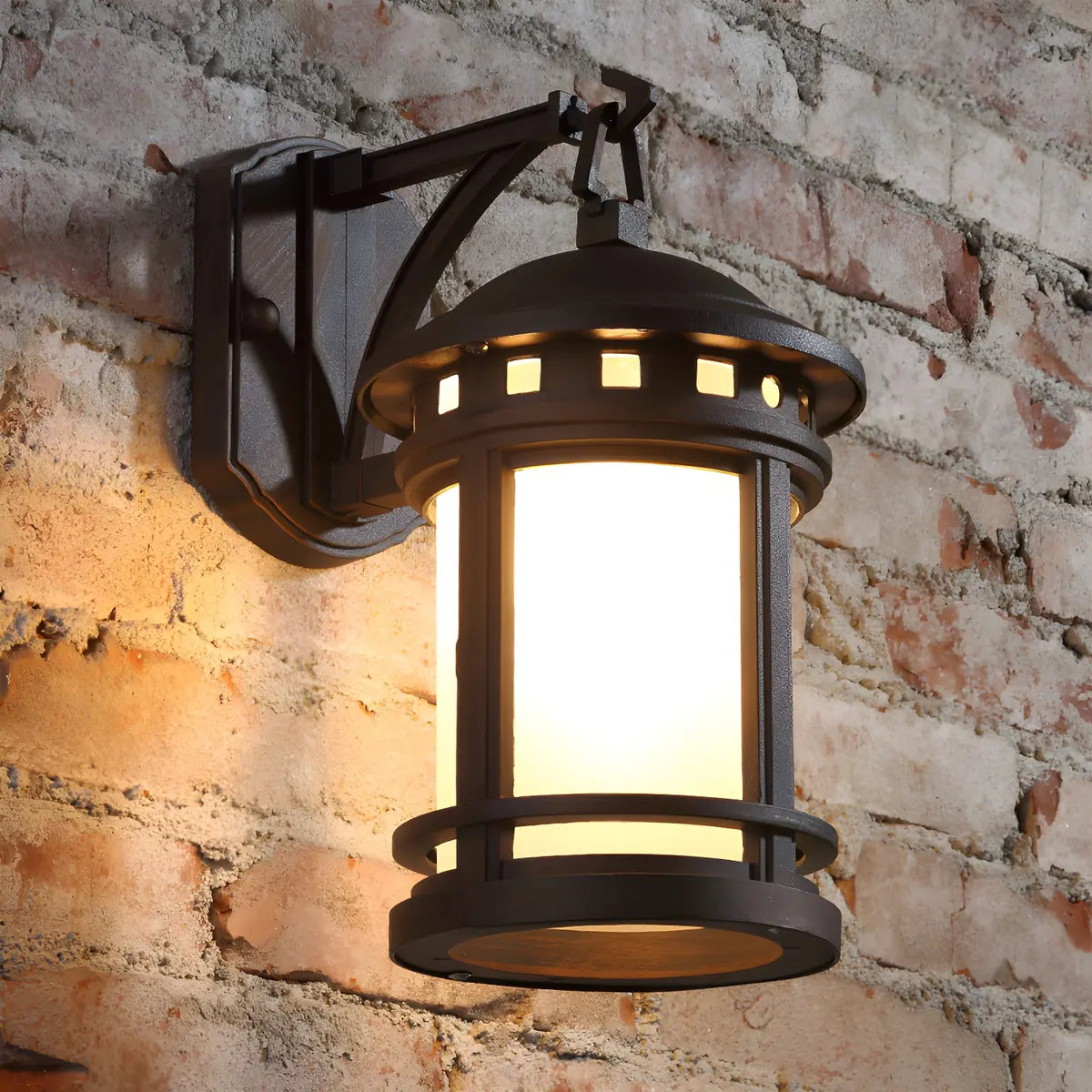 Industrial Style Black Outdoor Wall Lantern Sconce Image - 4