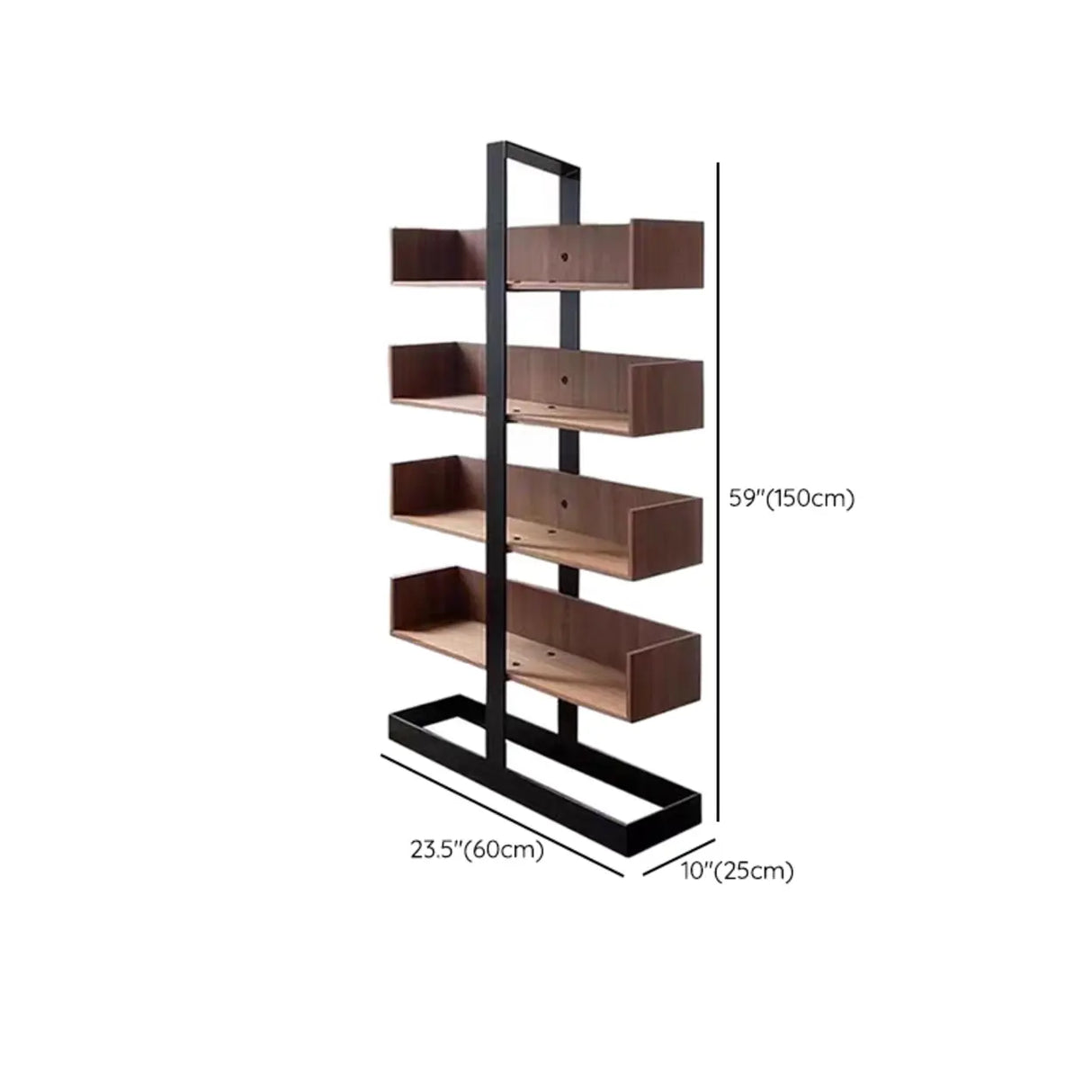Industrial Vertical Corner Wood Metal Spine Tower Bookshelf Image - 10