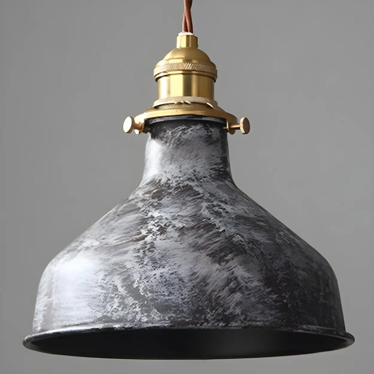 Industrial Vintage Distressed Cone Metal Pendant Light Image - 11