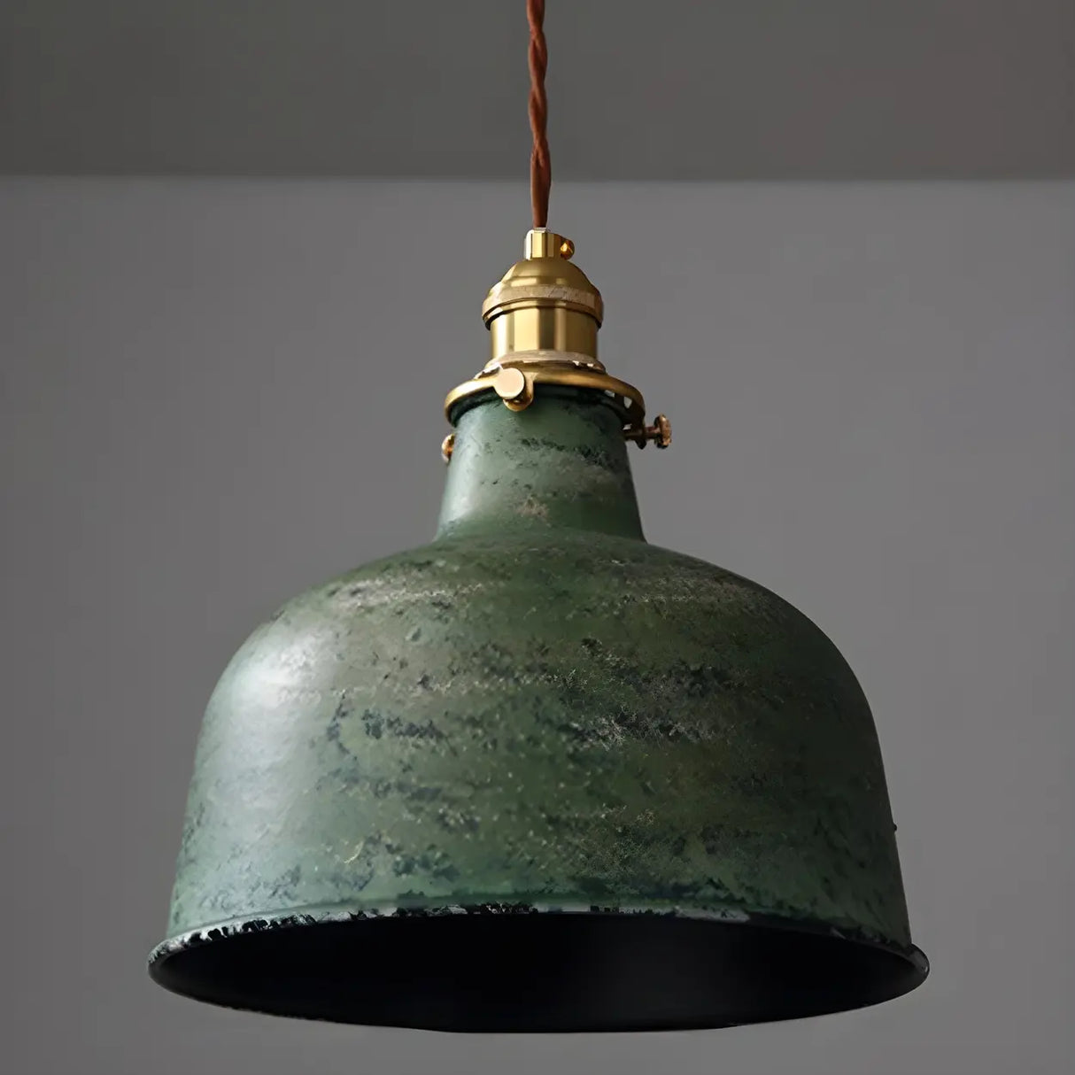 Industrial Vintage Distressed Cone Metal Pendant Light Image - 13