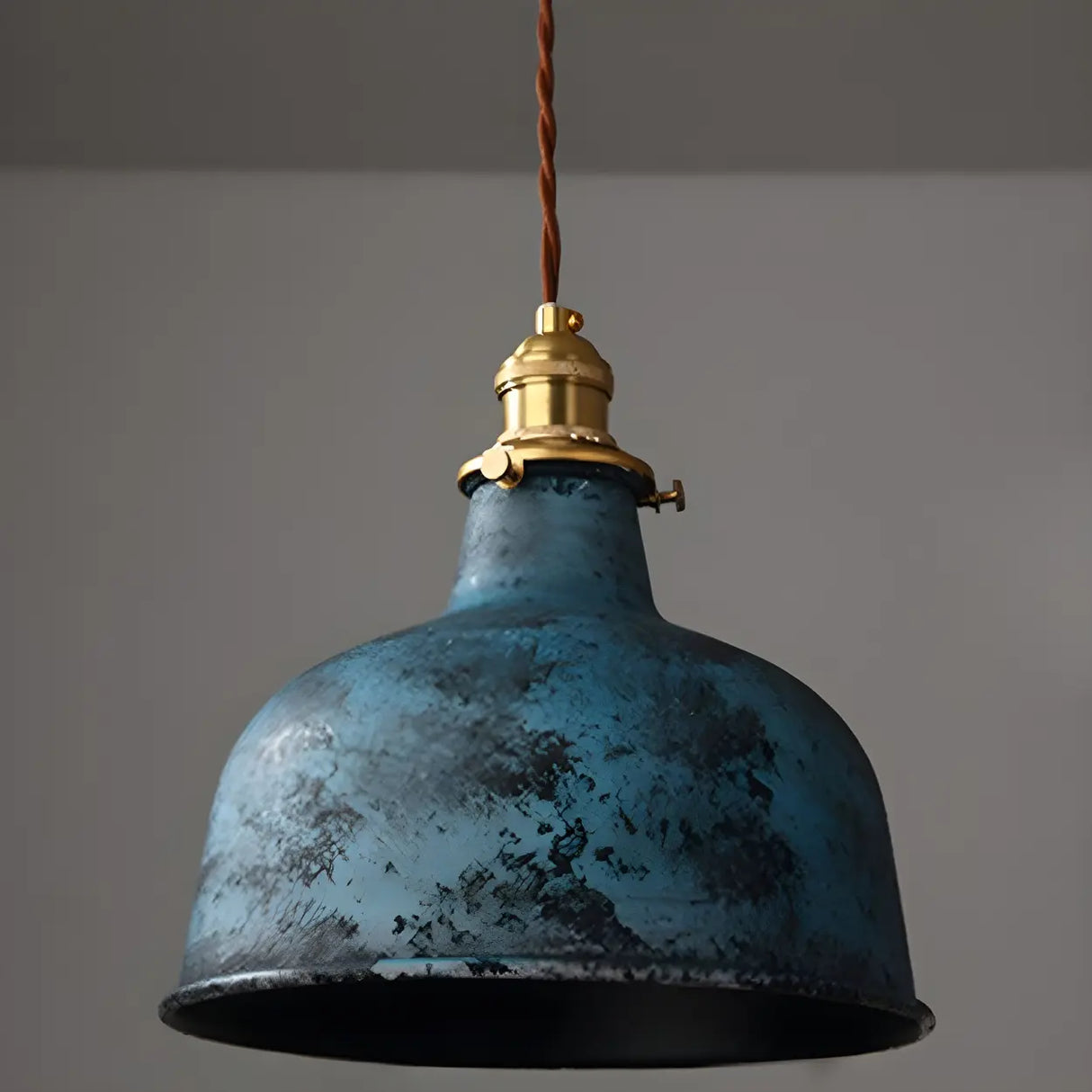 Industrial Vintage Distressed Cone Metal Pendant Light Image - 15