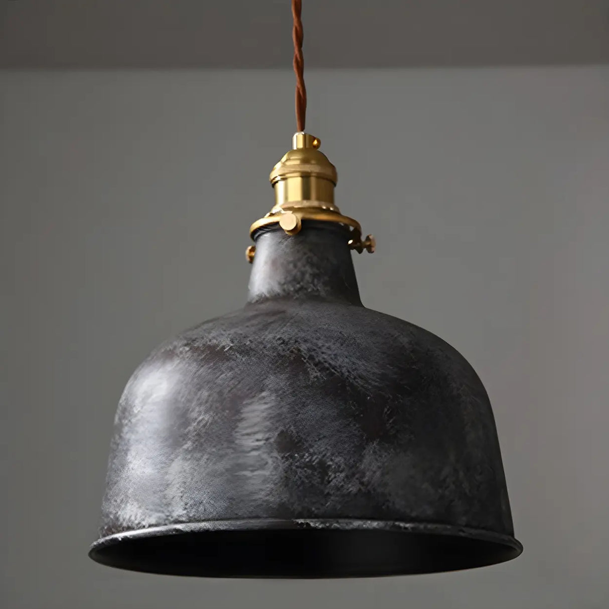 Industrial Vintage Distressed Cone Metal Pendant Light Image - 17