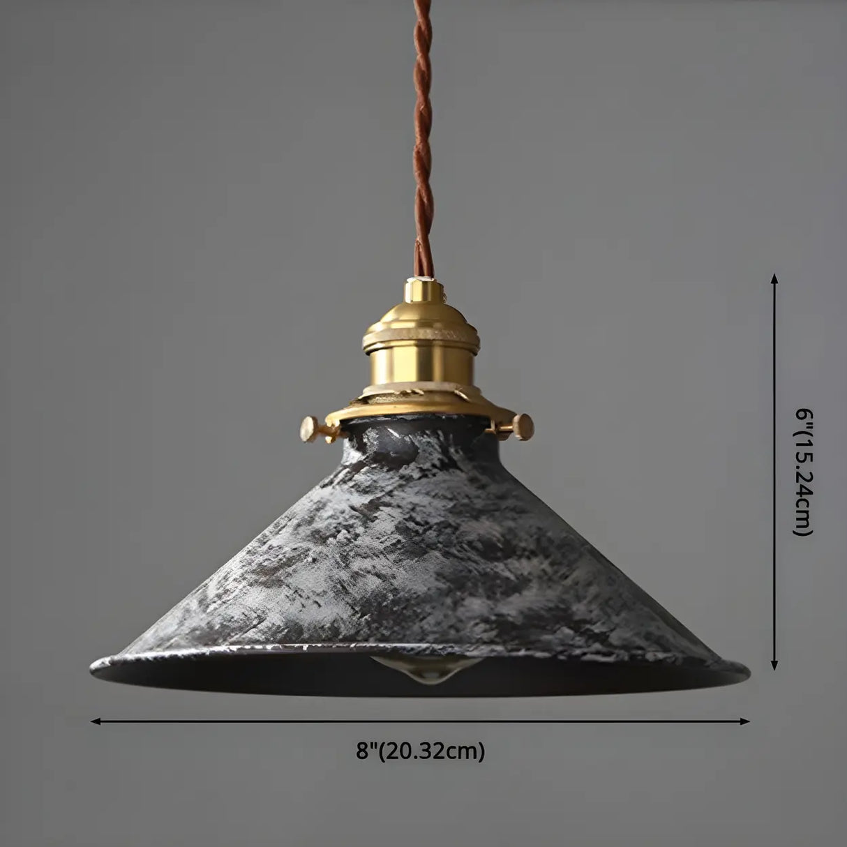 Industrial Vintage Distressed Cone Metal Pendant Light Image - 20