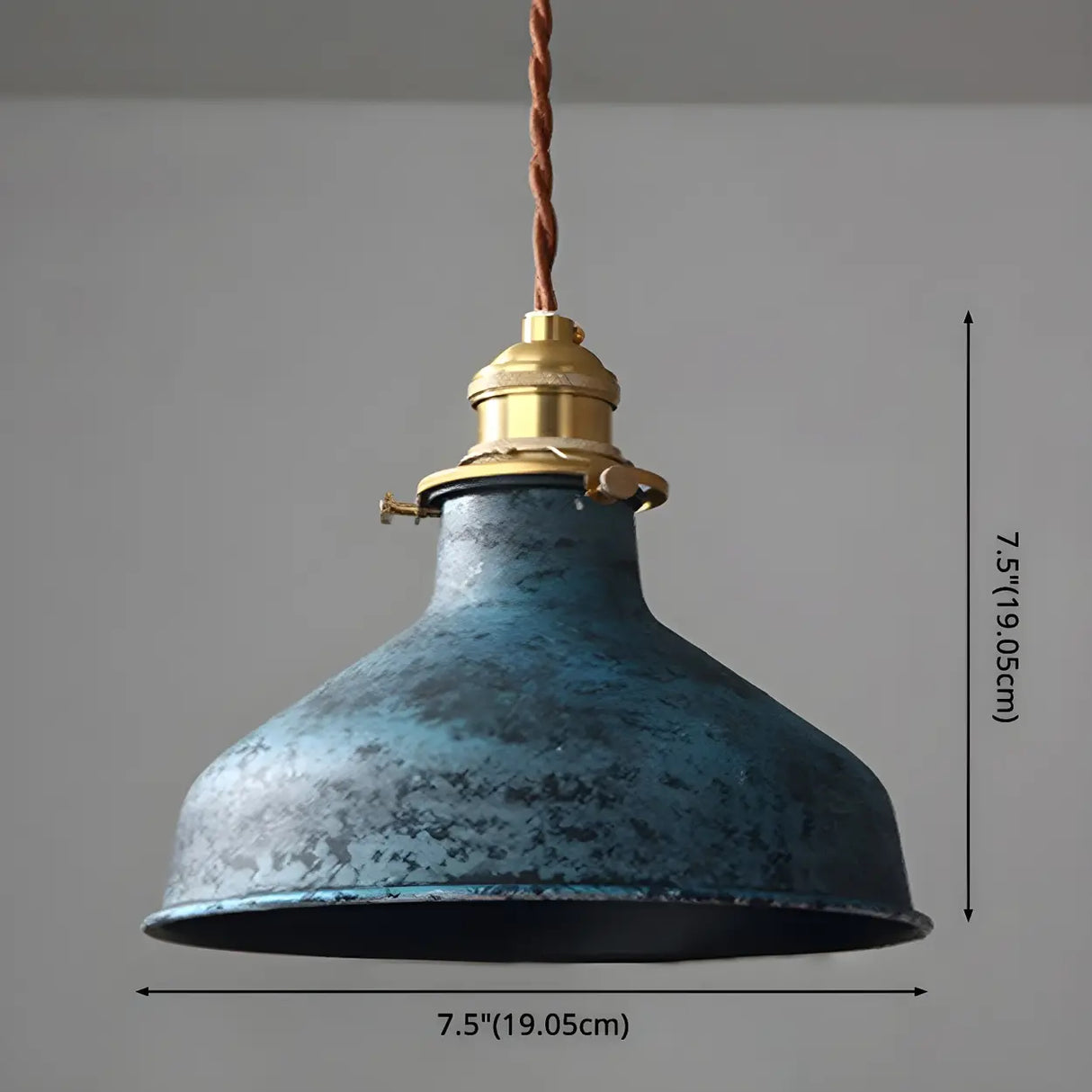 Industrial Vintage Distressed Cone Metal Pendant Light Image - 21
