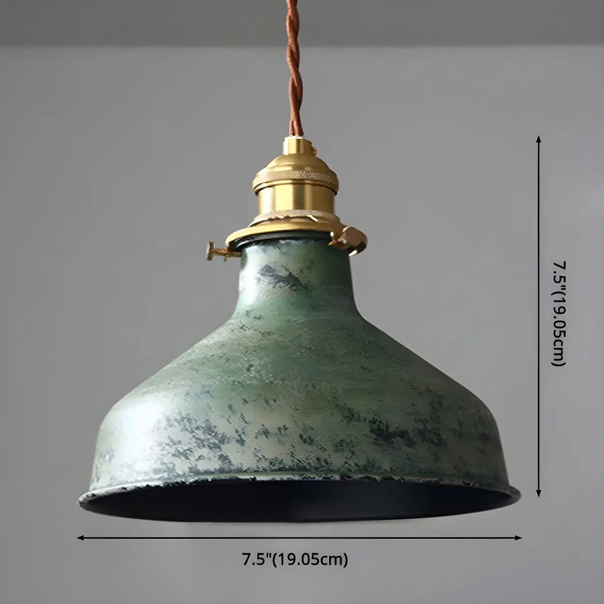 Industrial Vintage Distressed Cone Metal Pendant Light Image - 22