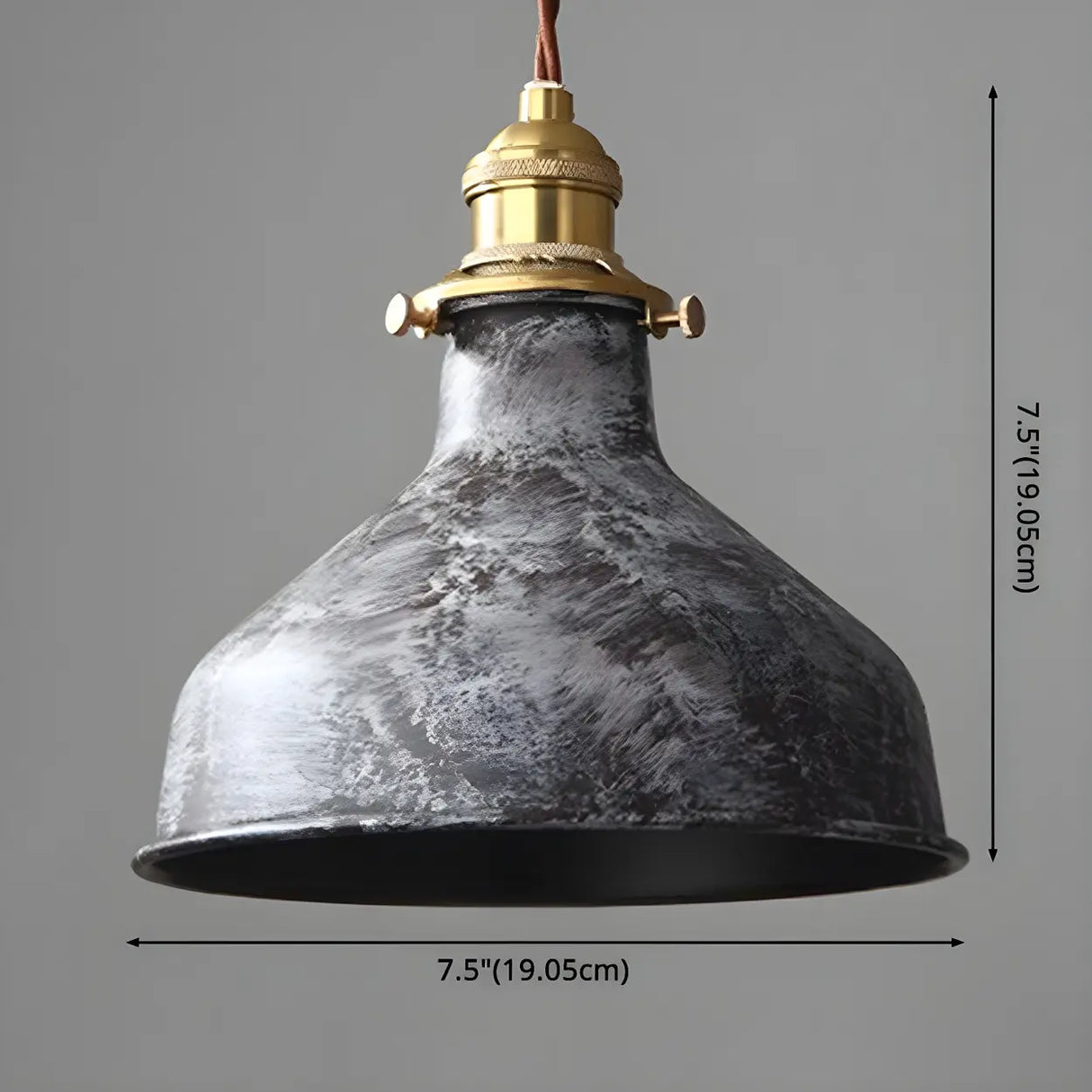 Industrial Vintage Distressed Cone Metal Pendant Light Image - 23