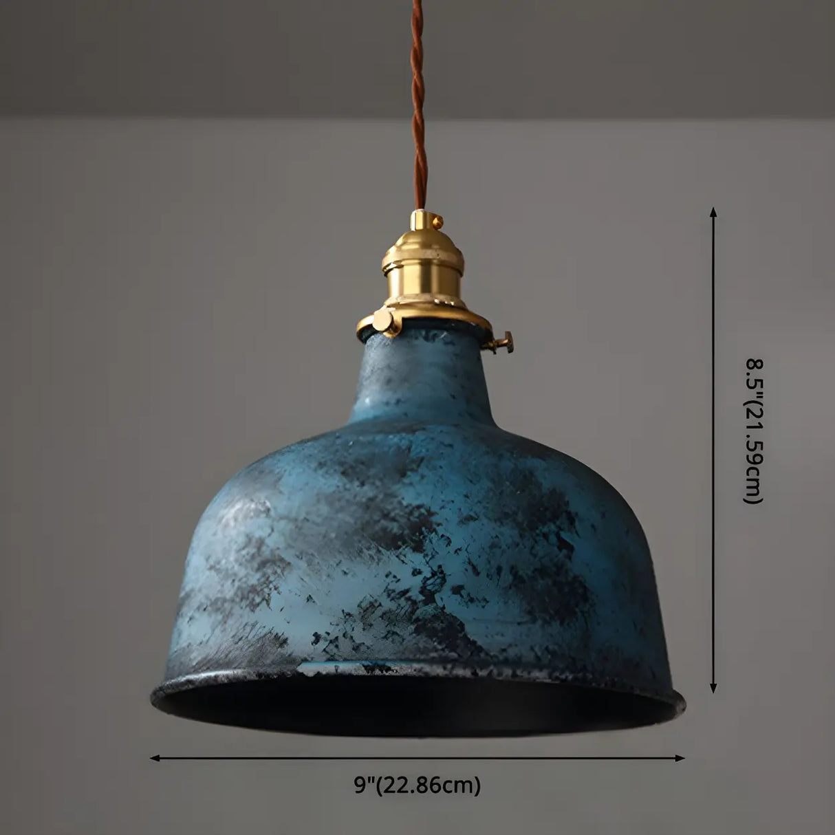 Industrial Vintage Distressed Cone Metal Pendant Light Image - 24
