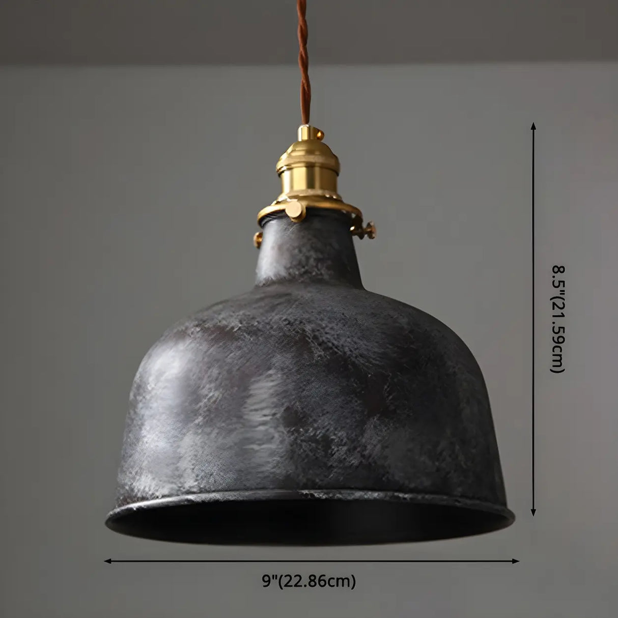 Industrial Vintage Distressed Cone Metal Pendant Light Image - 26