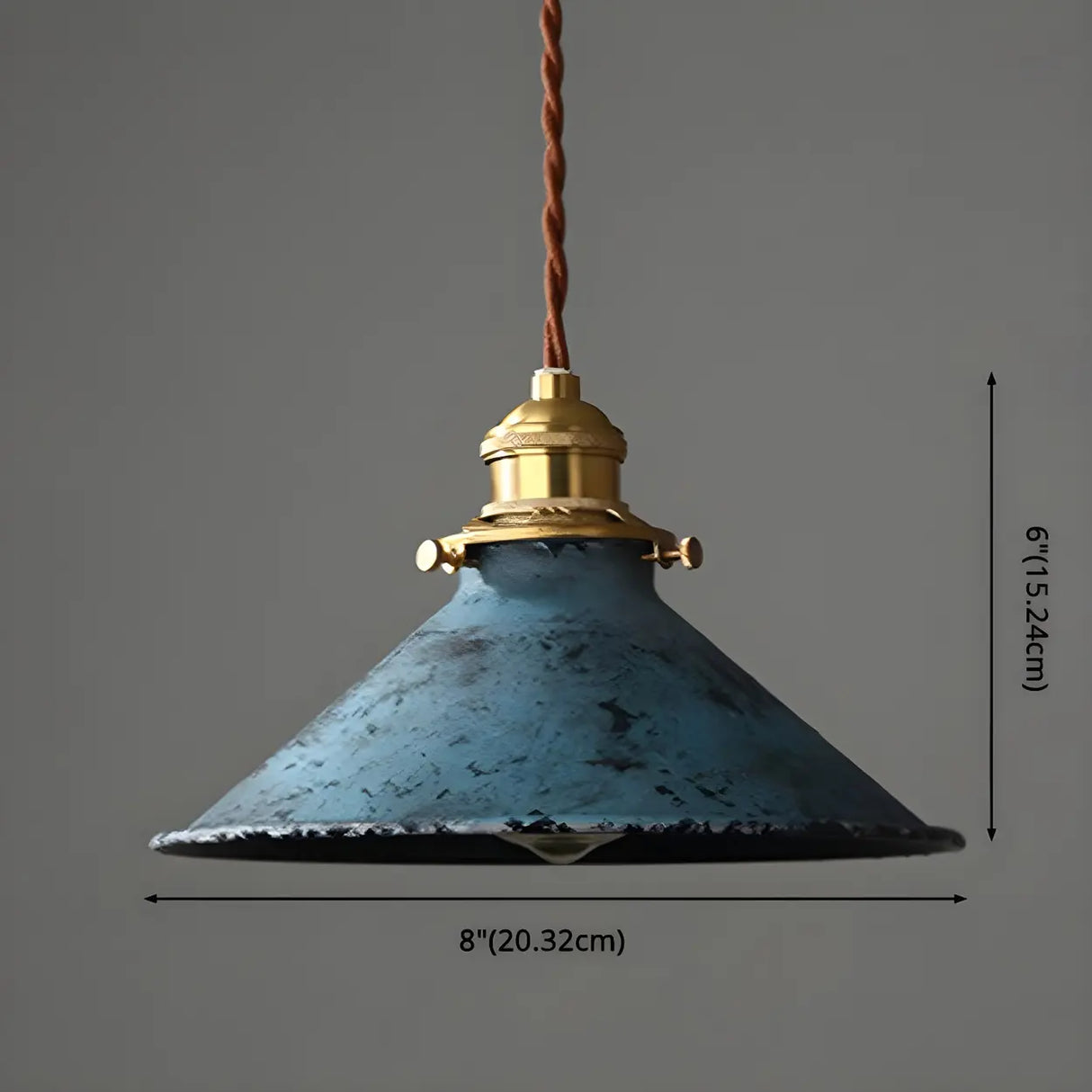 Industrial Vintage Distressed Cone Metal Pendant Light Image - 27