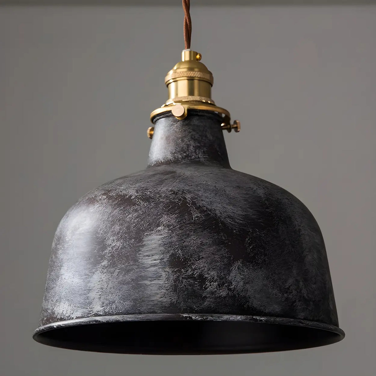 Industrial Vintage Distressed Cone Metal Pendant Light Image - 4