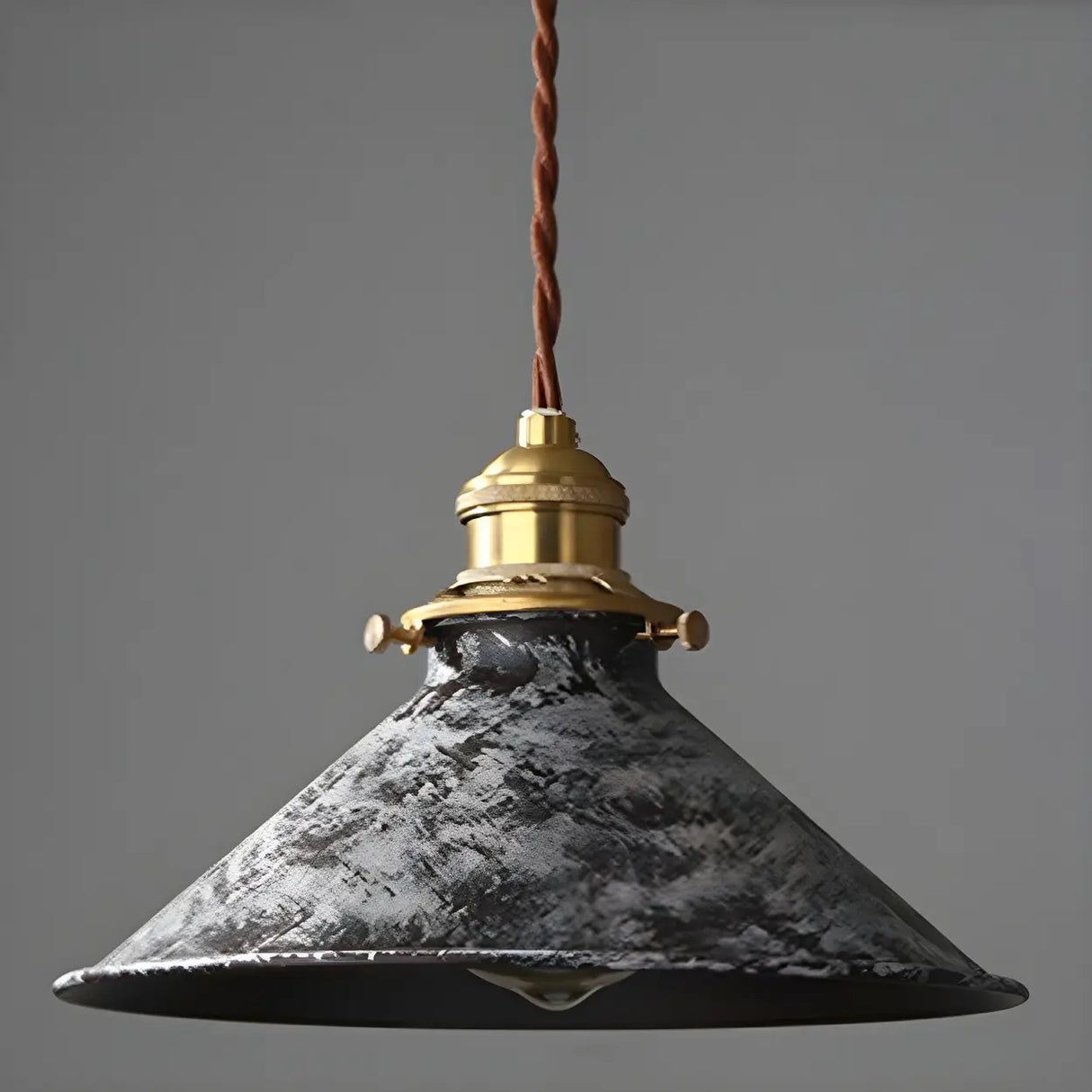 Industrial Vintage Distressed Cone Metal Pendant Light Image - 5