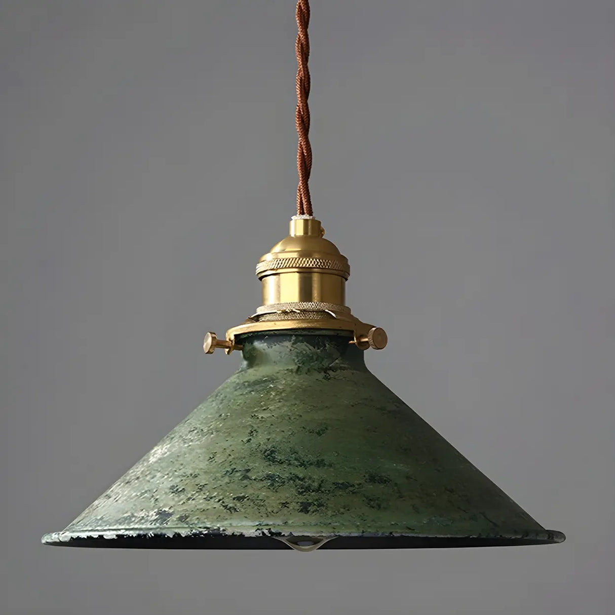 Industrial Vintage Distressed Cone Metal Pendant Light Image - 6
