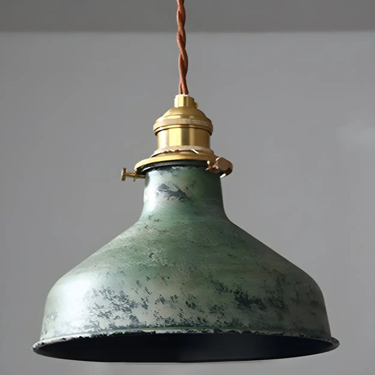 Industrial Vintage Distressed Cone Metal Pendant Light Image - 7