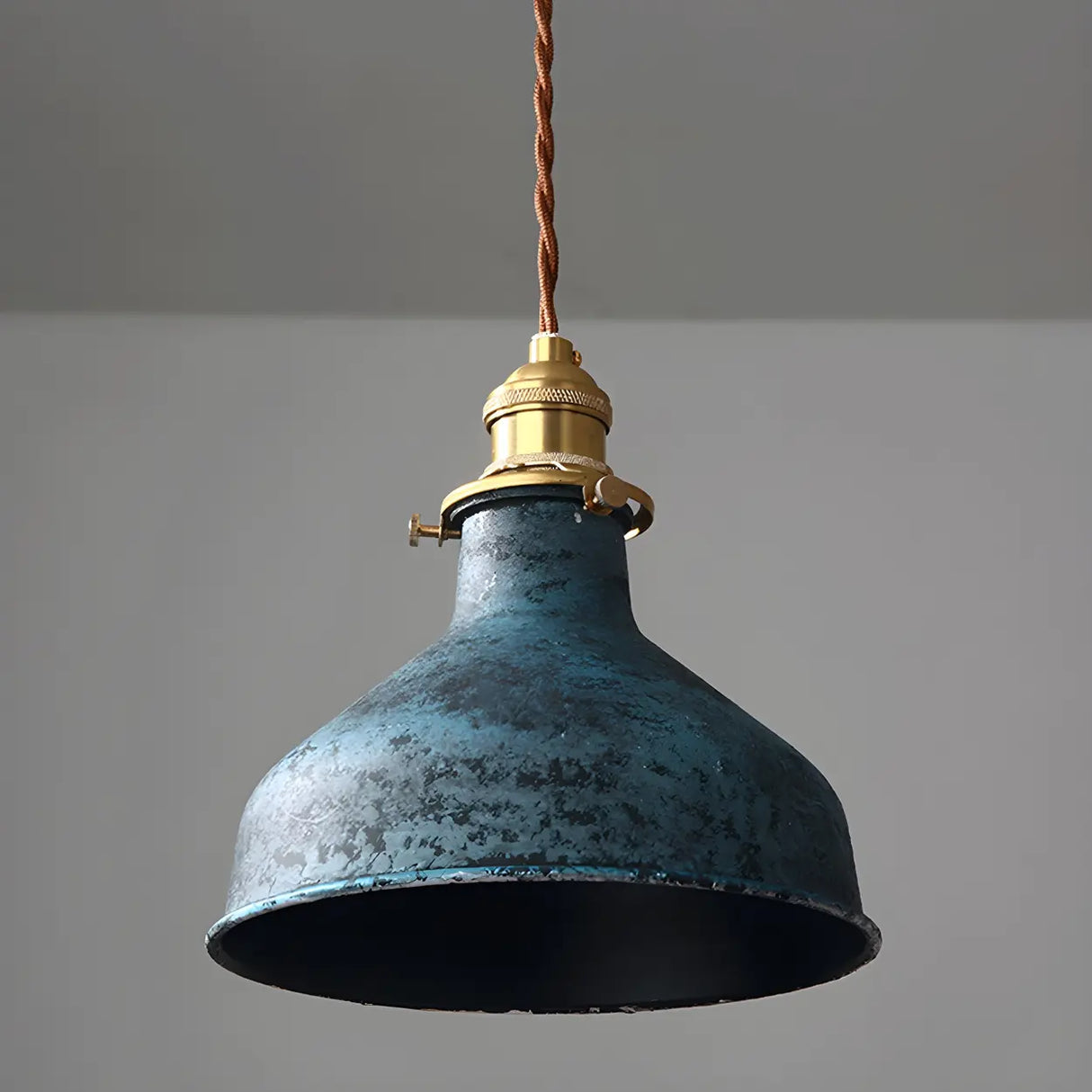 Industrial Vintage Distressed Cone Metal Pendant Light Image - 8