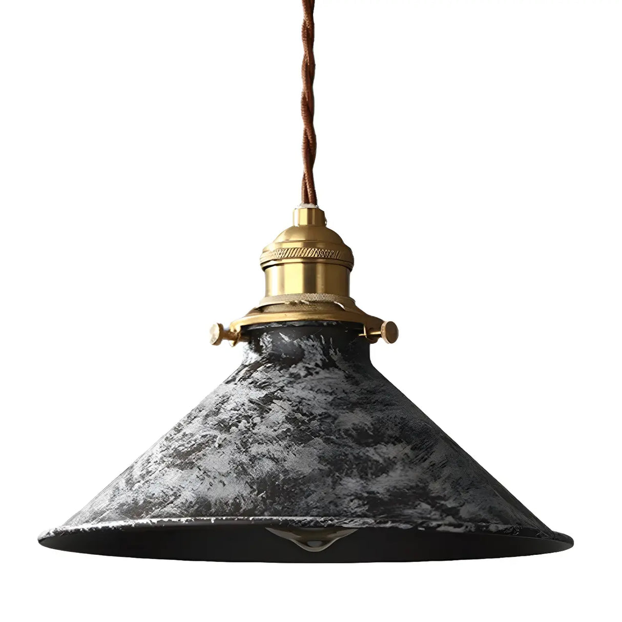 Industrial Vintage Distressed Cone Metal Pendant Light Image - 9
