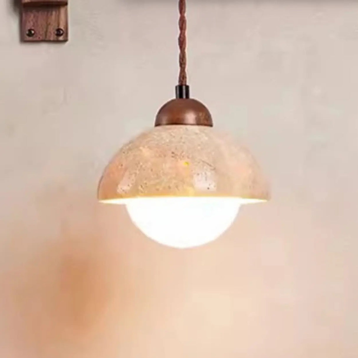 Industrial Walnut Wood Dome Swing Arm Wall Sconce Image - 12