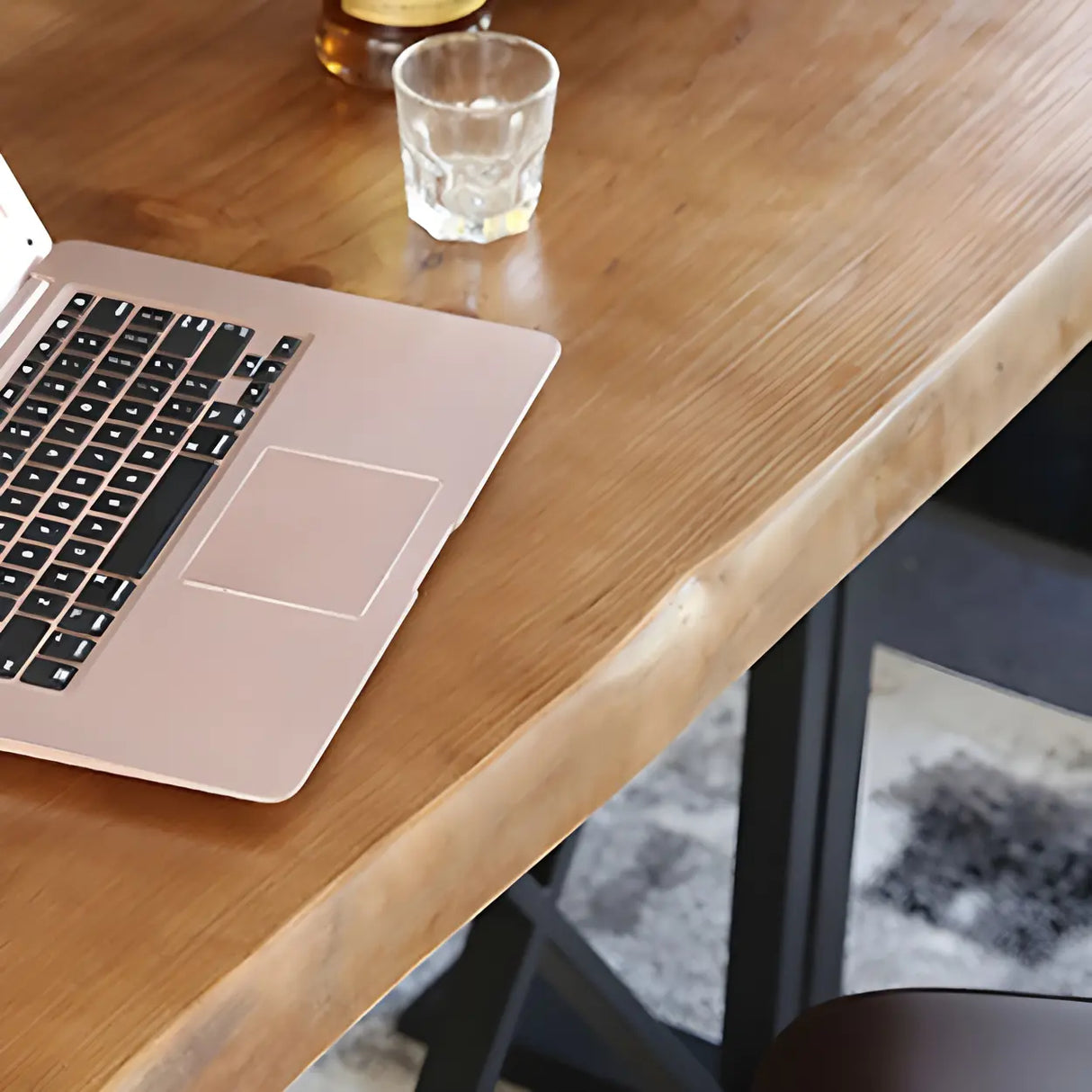 Industrial Wood Bar Table Set with Footrest Low Back Stool Image - 4