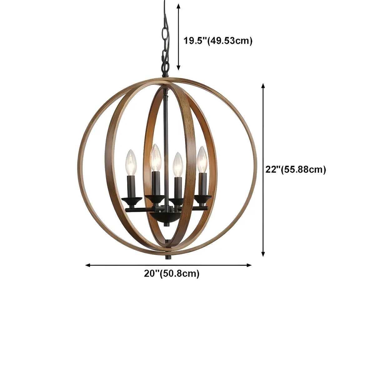 Iron Brown Sphere Candelabra Chain Foyer Chandelier Image - 14