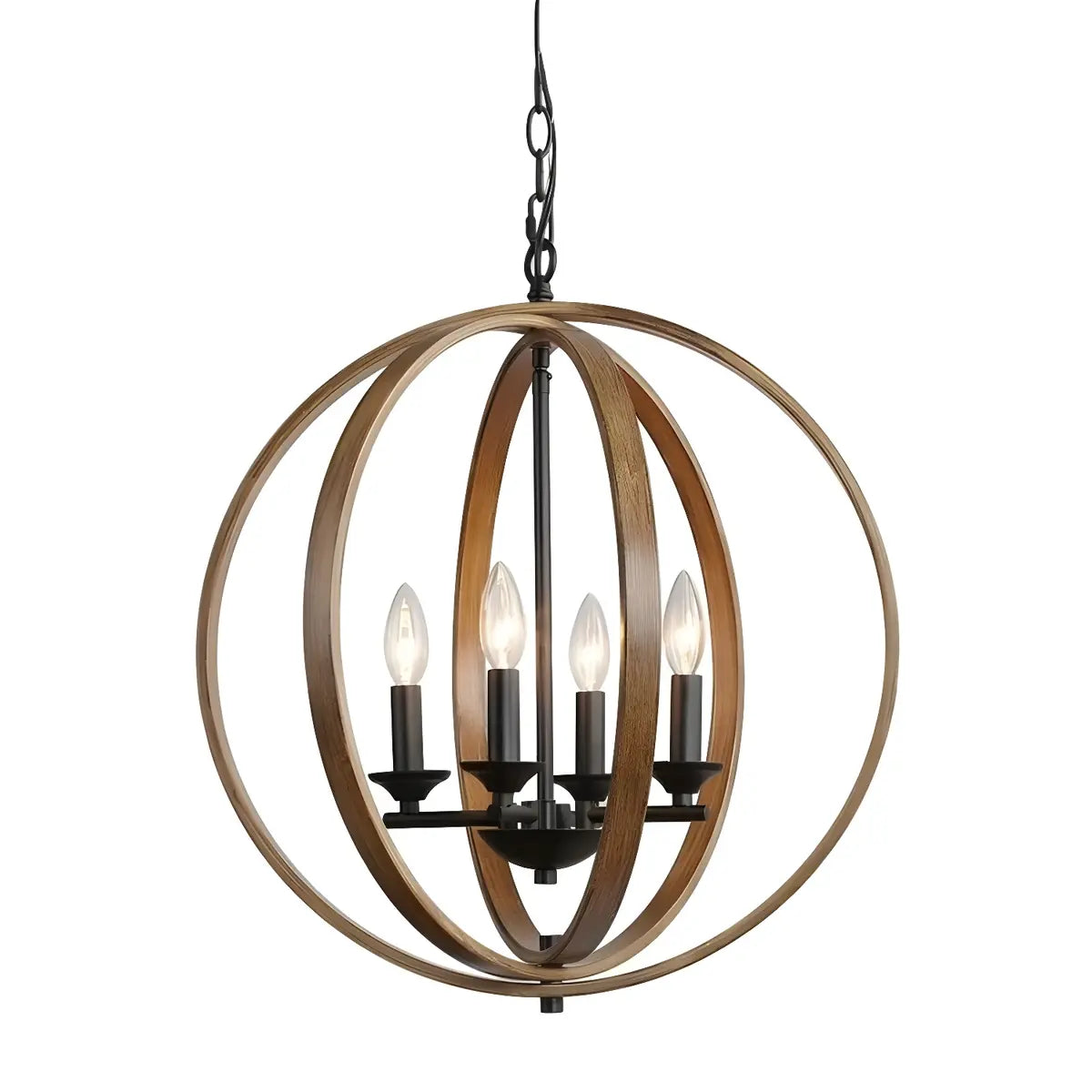Iron Brown Sphere Candelabra Chain Foyer Chandelier Image - 5