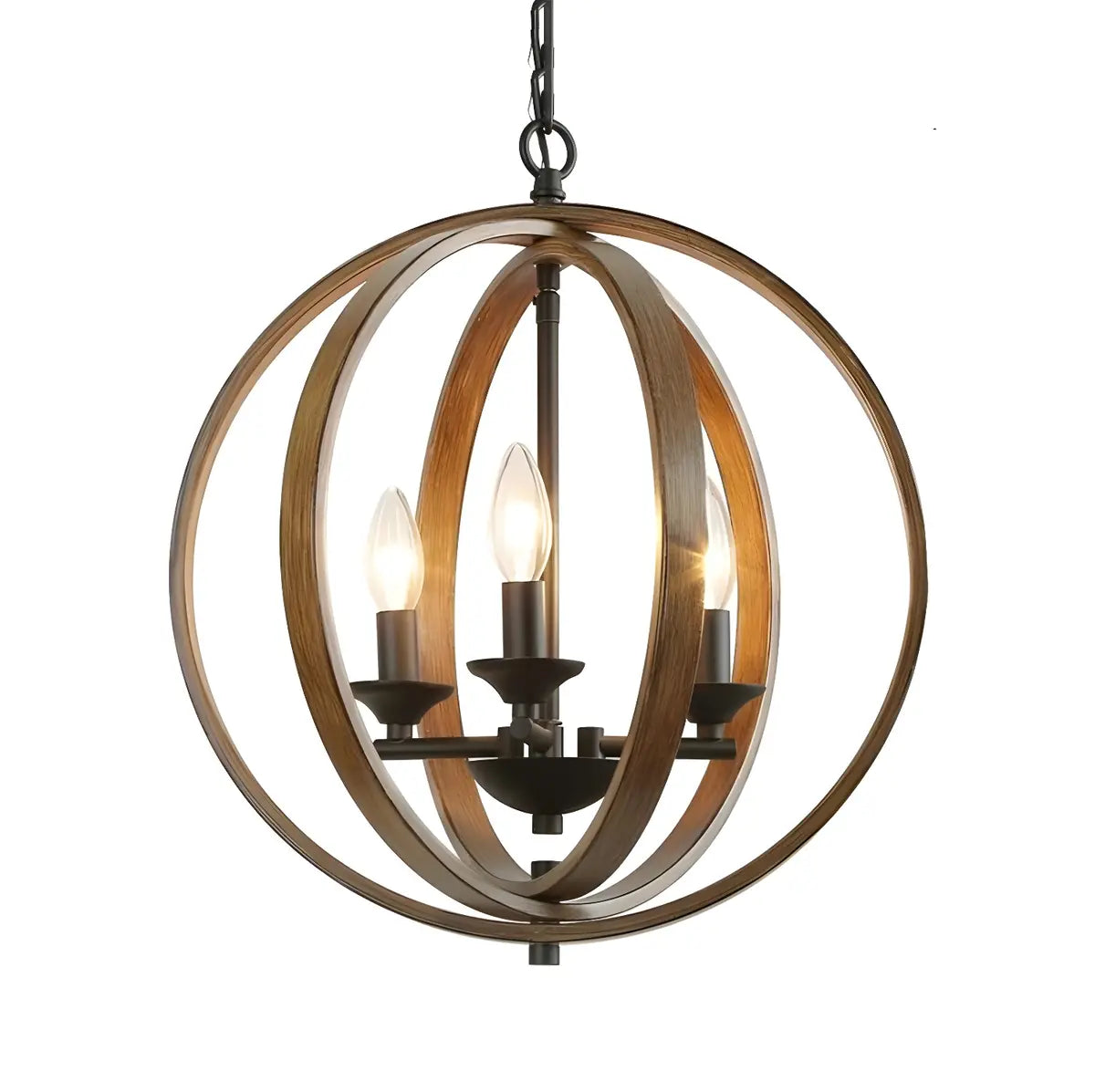 Iron Brown Sphere Candelabra Chain Foyer Chandelier Image - 6