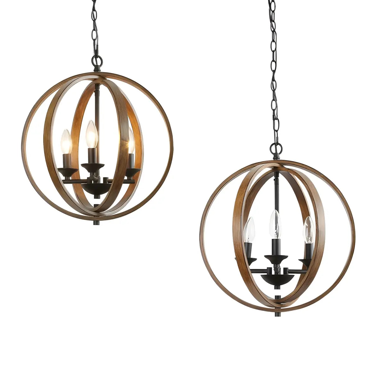 Iron Brown Sphere Candelabra Chain Foyer Chandelier Image - 7