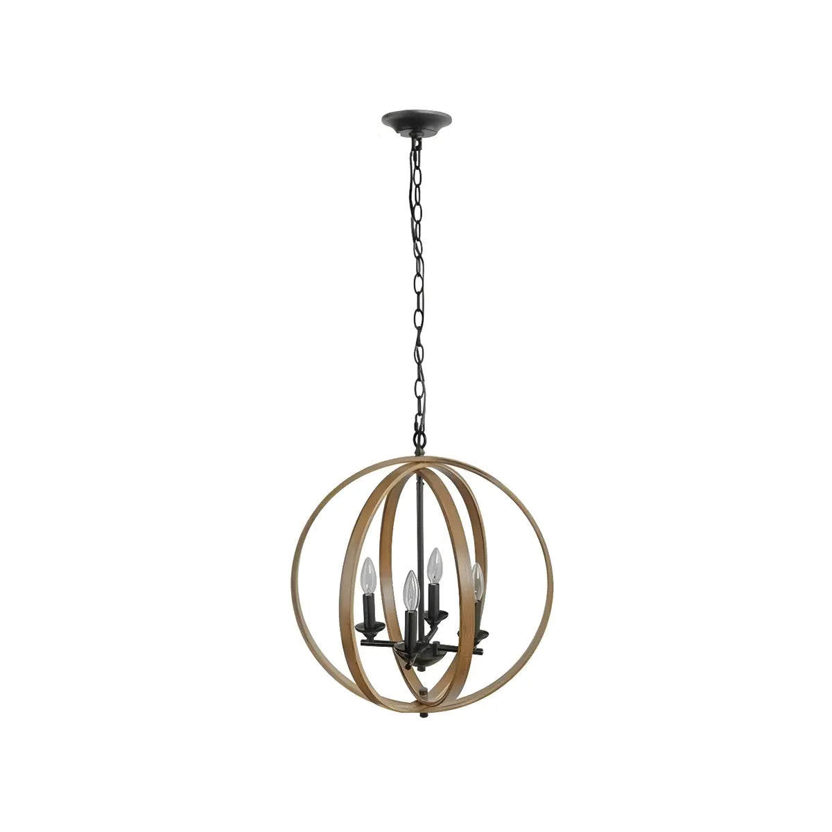 Iron Brown Sphere Candelabra Chain Foyer Chandelier Image - 8