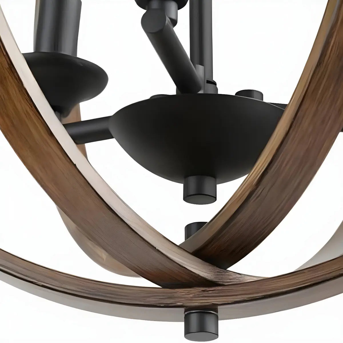 Iron Brown Sphere Candelabra Chain Foyer Chandelier Image - 9